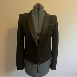 EUC LOFT Black Satin Contrast Lapel Blazer